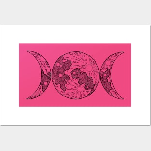 Triple Goddess Wiccan Symbol Lunar Phases Moon Phases Crescent Moon Design Posters and Art